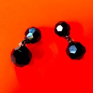 Fashion Jet Black faceted post Earrings